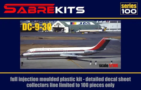 Krabice plastikové stavebnice Sabre Kits SBK14010 Douglas DC-9-30 JAS v měřítku 1/144
