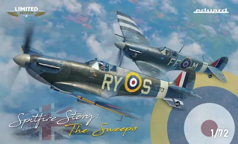 Krabice stavebnice Eduard 2154 SPITFIRE STORY: The Sweeps DUAL COMBO Spitfire Mk.Vb v měřítku 1/72