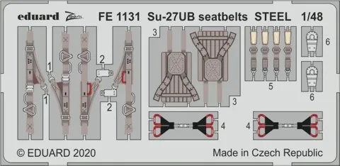 Fotoleptaný plát Eduard FE1131 s barevnými upínacími pásy STEEL pro Su-27UB 1/48