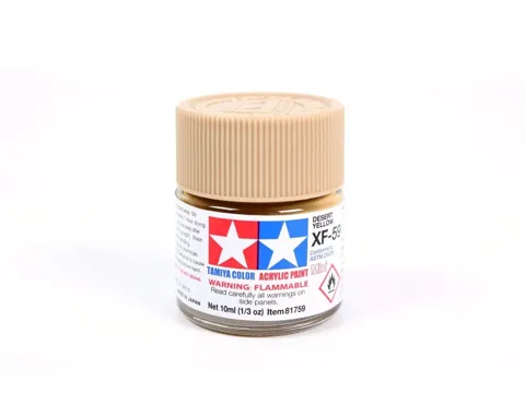 Skleněná lahvička akrylové barvy Tamiya Acrylic Mini XF-59 Desert Yellow 10 ml