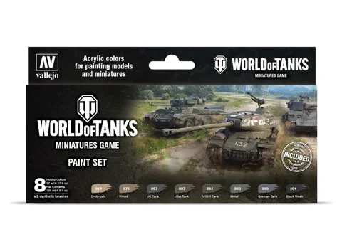Sada barev Vallejo World of Tanks 70245 Model Color, 8 lahviček po 18 ml