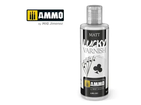 Lahvička matného akrylového laku AMMO Mig A.MIG-2051 Lucky Varnish Matt 60 ml