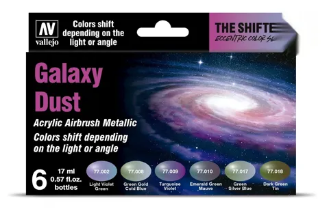 Sada šesti lahviček Vallejo The Shifters 77092 Galaxy Dust, metalické colorshift barvy 17 ml