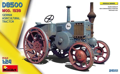 Krabice stavebnice MiniArt 24001 německý zemědělský traktor D8500 Mod. 1938 v měřítku 1/24