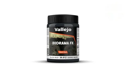 Balení texturové pasty Vallejo Diorama FX 26812 černé husté bahno Black Thick Mud 200 ml