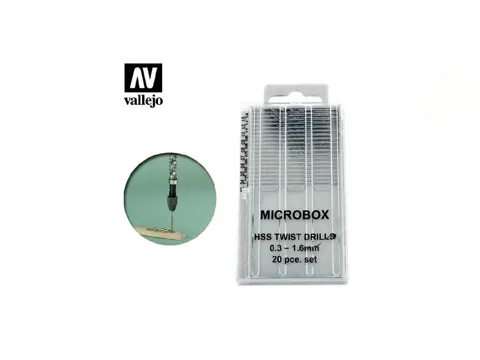 Vallejo Tools T01001 sada 20 mikro vrtáků 0,3–1,6 mm pro plastikové modely