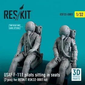 Reskit RSF32-0003 — 3D tištěné figurky dvou pilotů USAF v sedačkách pro F-111 v měřítku 1/32