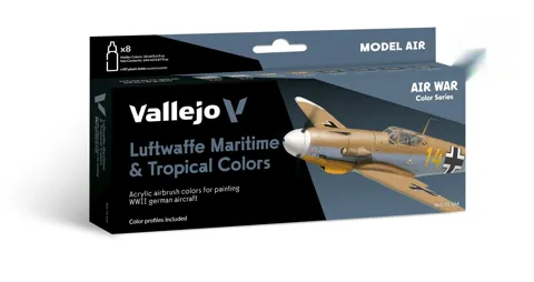 Sada akrylových barev Vallejo Model Air 71164 Luftwaffe Maritime and Tropical Colors, 8 lahviček