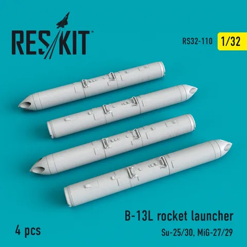 Doplňková sada Reskit RS32-0110 raketové bloky B-13L v měřítku 1/32, 4 díly