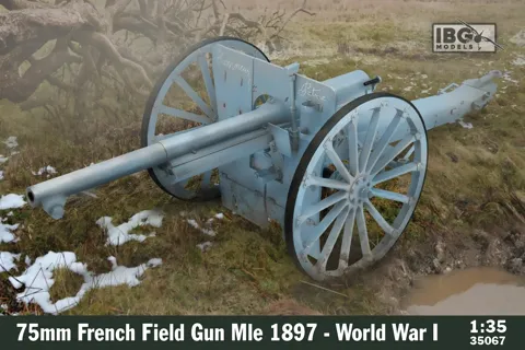Krabice stavebnice IBG Models 35067 francouzské polní dělo 75mm Mle 1897 v měřítku 1/35
