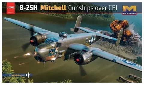 Krabice stavebnice HK Models 01E37 B-25H Mitchell Gunships over CBI v měřítku 1/32