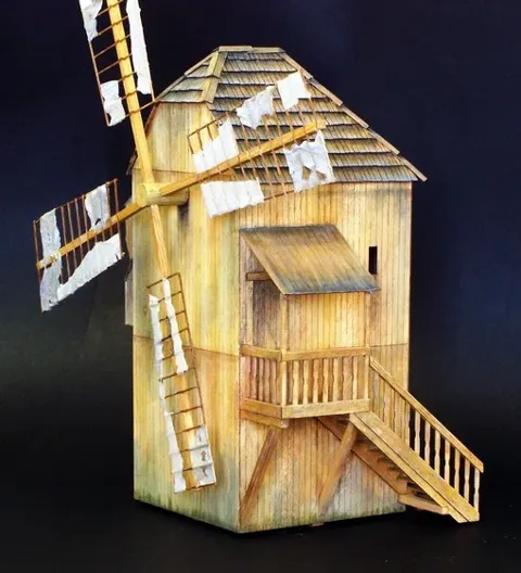 Stavebnice Plus Model 469 větrný mlýn v měřítku 1/35 z laserem řezaných dřevěných dílů