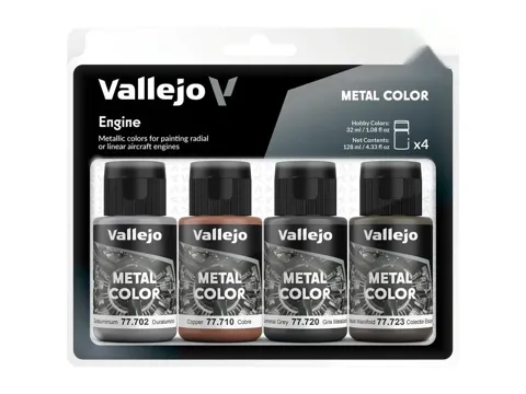 Sada metalických akrylových barev Vallejo Metal Color 77604 Engine, 4 lahvičky