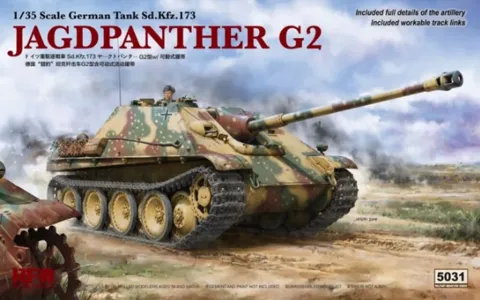 Krabice plastikové stavebnice Rye Field Model RFM-5031 Jagdpanther G2 v měřítku 1/35