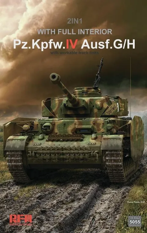Krabice stavebnice Rye Field Model RFM5055 Pz.Kpfw. IV Ausf. G/H 1/35 s kompletním interiérem