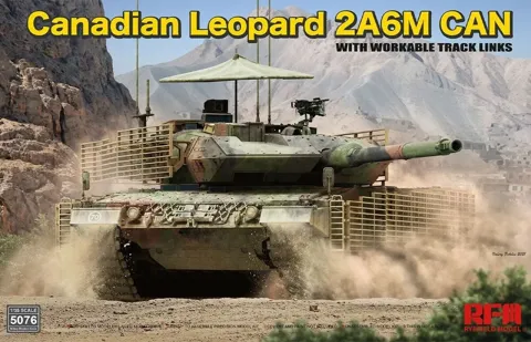 Krabice plastikové stavebnice Rye Field Model RFM-5076 kanadský Leopard 2A6M CAN v měřítku 1/35