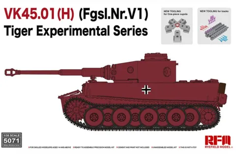 Krabice plastikové stavebnice Rye Field Model RFM5071 VK 45.01(H) Tiger prototyp v měřítku 1/35