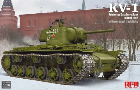 Krabice plastikové stavebnice Rye Field Model RFM-5056 KV-1 Model 1942 litá věž v měřítku 1/35