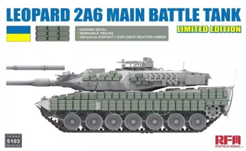 Krabice plastikové stavebnice Rye Field Model RFM5103 Leopard 2A6 v měřítku 1/35