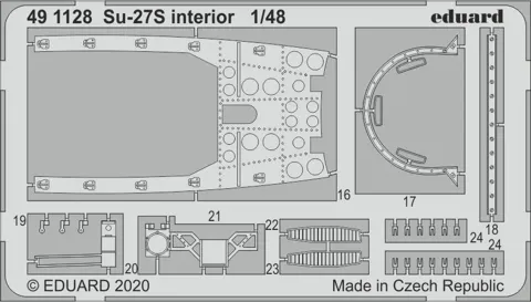 Fotoleptaná sada Eduard 491128 interiér Su-27S 1/48 pro stavebnici Kitty Hawk