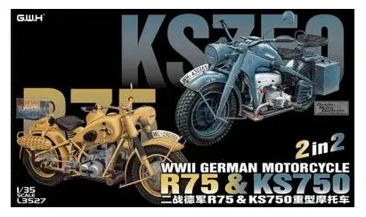 Stavebnice Great Wall Hobby GWHL3527 německé motocykly BMW R75 a Zündapp KS750 v měřítku 1/35