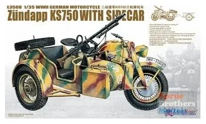 Krabice stavebnice Great Wall Hobby L3508 Zündapp KS 750 se sidecarem a přívěsy v měřítku 1/35