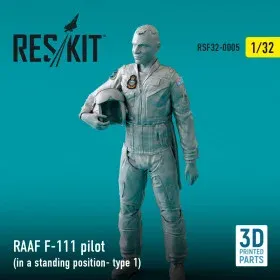 3D tištěná figurka Reskit RSF32-0005 pilot RAAF F-111 ve stoje v měřítku 1/32