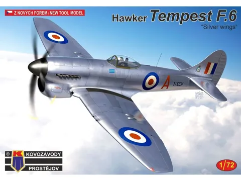 Krabice stavebnice Kovozávody Prostějov KPM0224 Hawker Tempest F.6 Silver Wings v měřítku 1/72