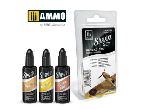 Lahvička AMMO Mig SHADER A.MIG-7328 teplé odstíny (Set Warm Colors) 10 ml