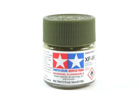 Lahvička akrylové barvy Tamiya Acrylic Mini XF-89 tmavá zelená 2, 10 ml