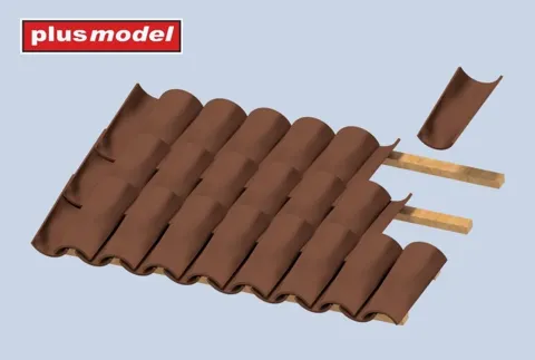 Plus Model 567 střešní tašky italského typu 1/35, sada 140 kusů 3D tištěných tašek