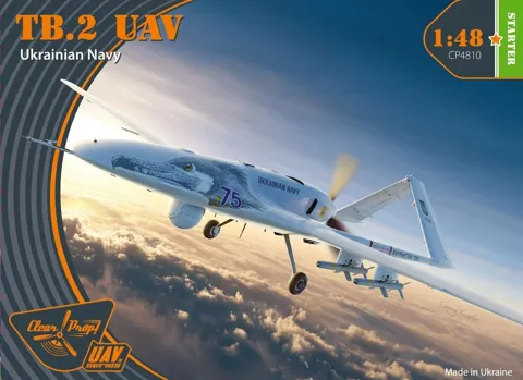 Krabice stavebnice Clear Prop CP4810 TB.2 UAV Ukrainian Navy Starter kit v měřítku 1/48
