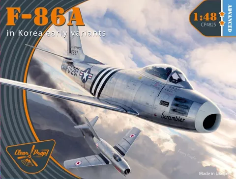 Krabice stavebnice Clear Prop CP4825 F-86A v Koreji – rané verze v měřítku 1/48