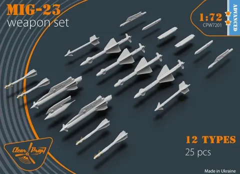 Balení sady výzbroje Clear Prop CPW7201 pro MiG-23 v měřítku 1/72