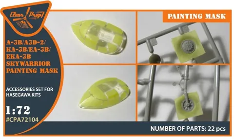 Maskovací sada Clear Prop CPA72104 pro A-3B 1/72, masky ze žlutého kabuki papíru