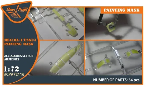 Maskovací sada Clear Prop CPA72116 pro Me-410 v měřítku 1/72, masky ze žlutého kabuki papíru