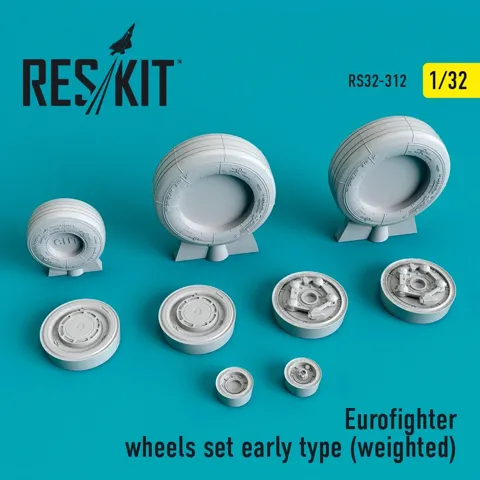 Sada kol Reskit RS32-0312 pro Eurofighter v měřítku 1/32, raný typ se zatíženými pneumatikami