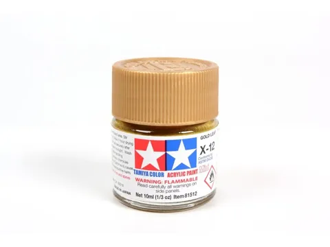 Skleněná lahvička akrylové barvy Tamiya Acrylic Mini X-12 Gold Leaf 10 ml