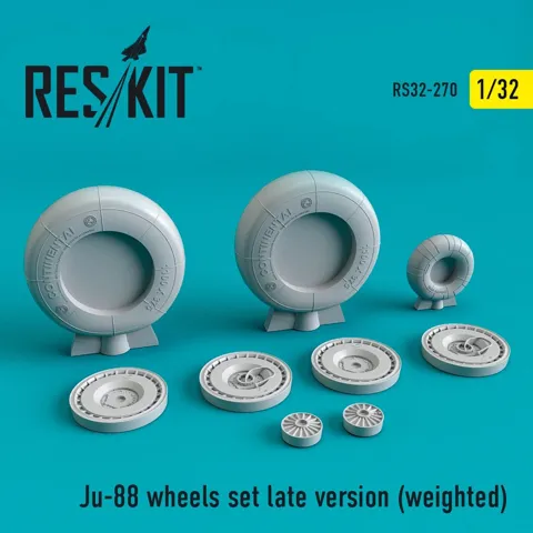 Reskit RS32-0270 sada kol pro Ju 88 pozdní verze se zatížením, měřítko 1/32