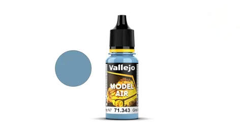 Lahvička akrylové barvy Vallejo Model Air 71343 ruská letecká šedá č. 7, 18 ml