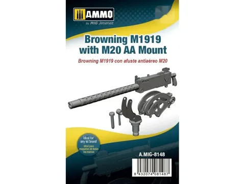 Detailní set AMMO Mig 8148 kulomet Browning M1919 s protiletadlovou lafetou M20 v měřítku 1/35