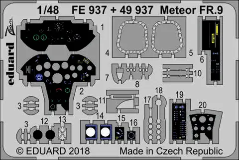 Barevné fotolepty Eduard Zoom FE937 Meteor FR.9 1/48 pro stavebnici Airfix