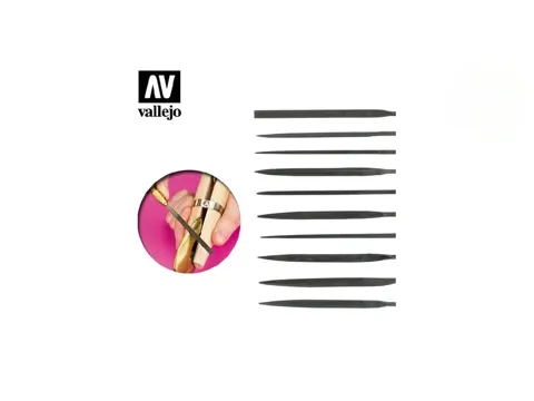 Sada 10 jehlových pilníků Vallejo Tools T03001 pro modeláře