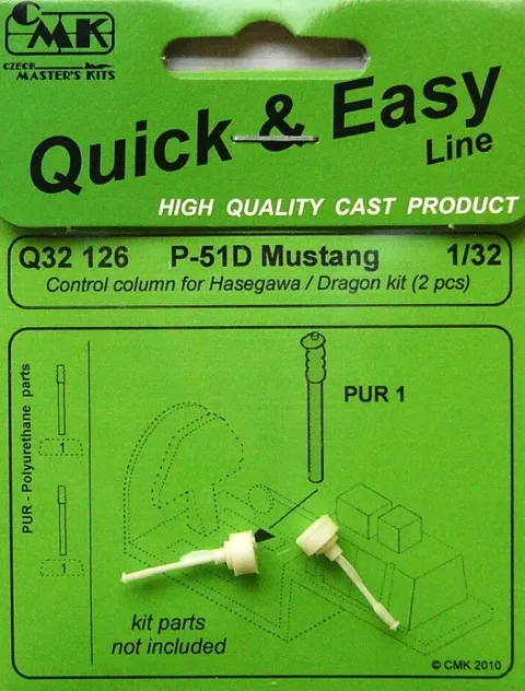 Resinová řídicí páka CMK Q32126 pro P-51D v měřítku 1/32, balení 2 ks