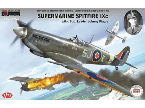 Krabice stavebnice Kovozávody Prostějov CLK0006 Spitfire Mk.IXc Johnny Plagis v měřítku 1/72