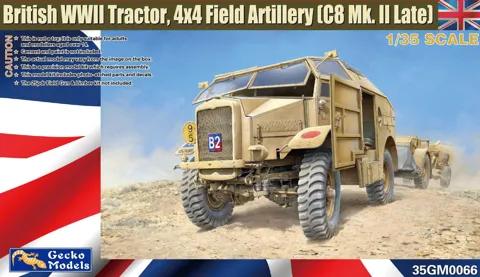 Krabice stavebnice Gecko Models 35GM0066 britský dělostřelecký traktor C8 Mk.II Late v měřítku 1/35