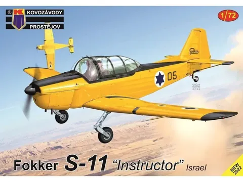 Krabice stavebnice Kovozávody Prostějov KPM0372 Fokker S-11 Instructor Izrael v měřítku 1/72