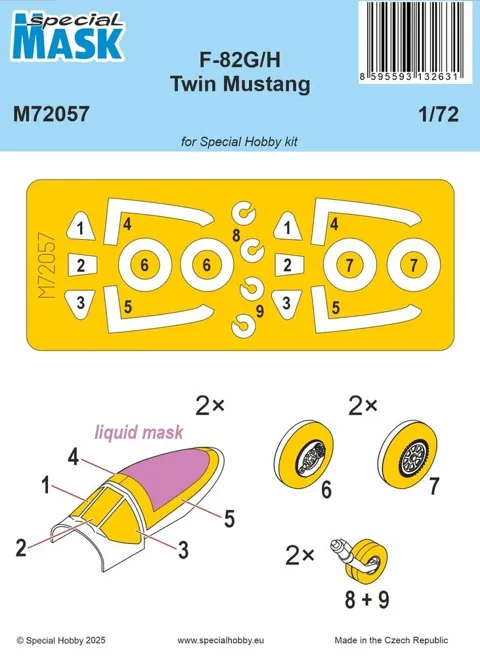 Maskovací sada Special Hobby M72057 pro model F-82G/H Twin Mustang v měřítku 1/72