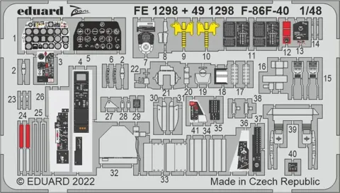 Barevný fotolept Eduard FE1298 Zoom pro model F-86F-40 v měřítku 1/48 (Airfix)