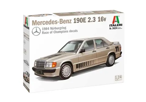 Krabice plastikové stavebnice Italeri 3624 Mercedes Benz 190E v měřítku 1/24
